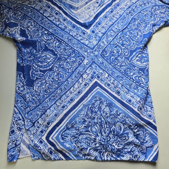 Lilly Pulitzer Tunic Top Womens Size XS/S Blue Linen 3/4 Sleeve Cover‎ Up Beach - Picture 9 of 13